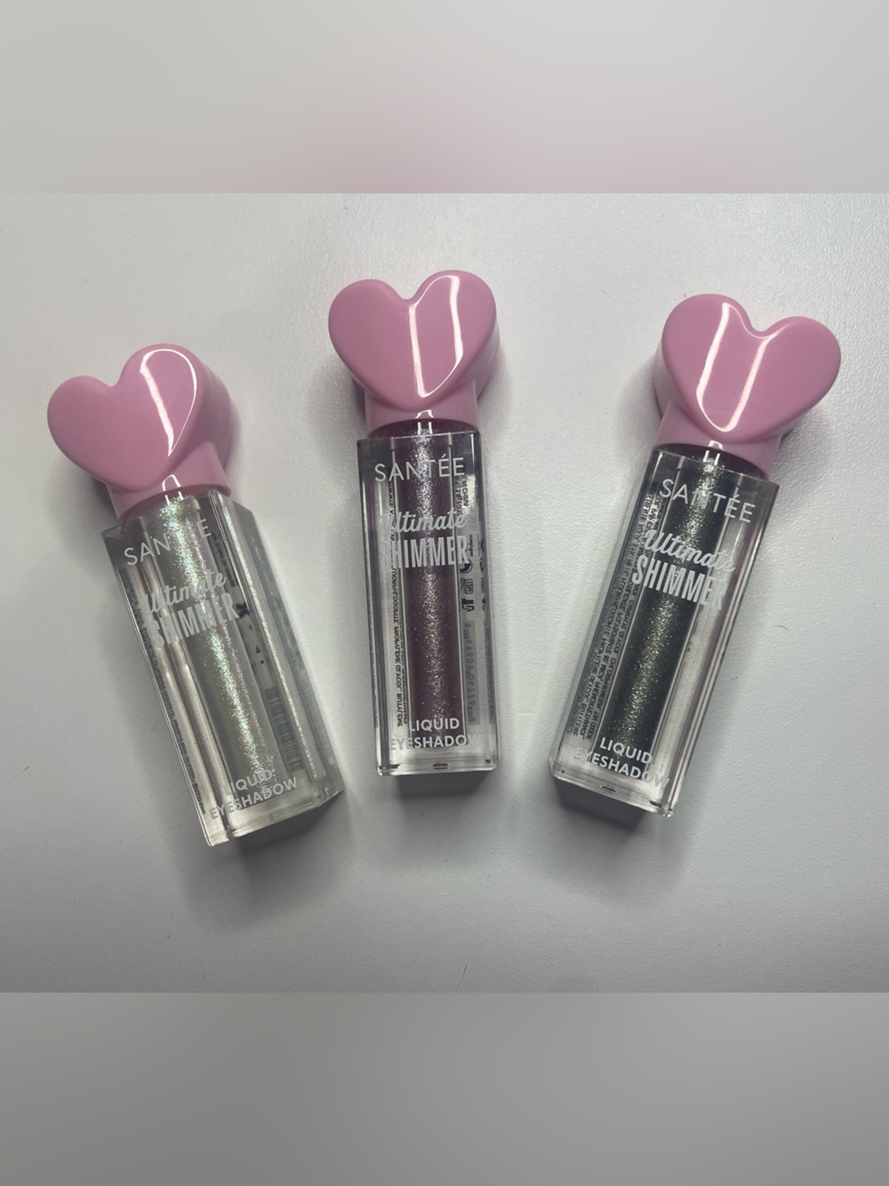 Shimmery Liquid Eyeshadow Trio — Pink Heart Caps, Pink